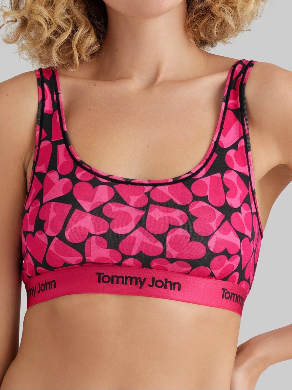 Tommy John Women Size XL Cropped Hearts Soft Second Skin Scoop Bralette NWT